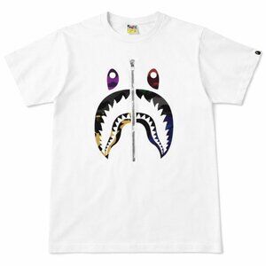 Bape Camo Shark White Graphic Shark T-Shirt Size XL